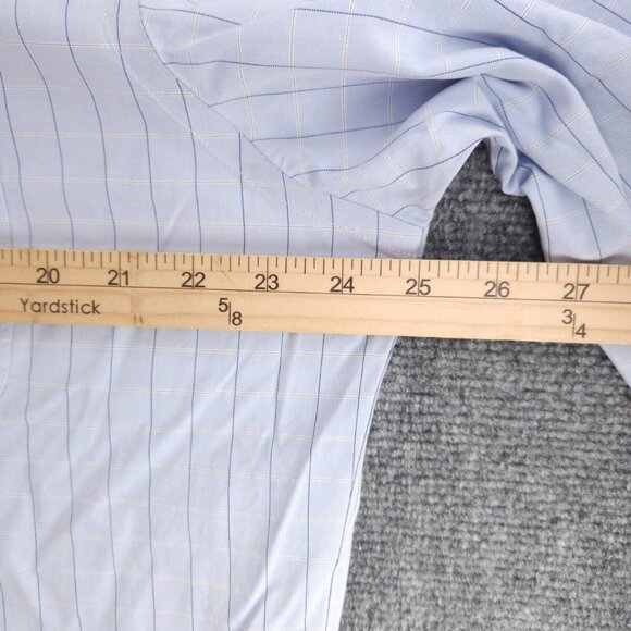 Brooks Brothers Blue Non-Iron Check Slim 17 2/3 Cotton Button Up Shirt Men Adult - Picture 14 of 16